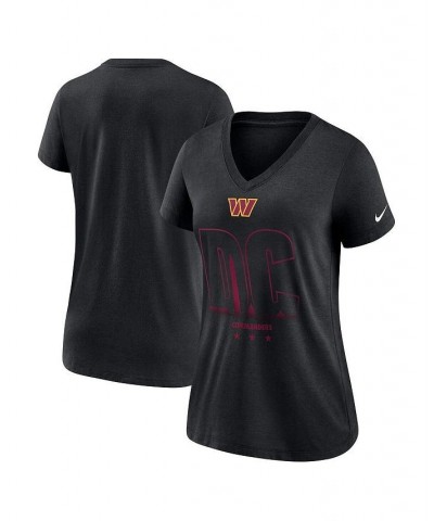 Women's Heathered Black Washington Commanders Tri-Blend V-Neck T-shirt Heathered Black $22.94 Tops