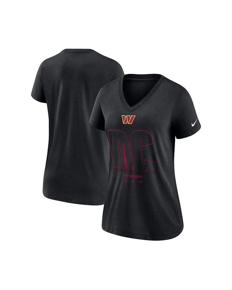 Women's Heathered Black Washington Commanders Tri-Blend V-Neck T-shirt Heathered Black $22.94 Tops