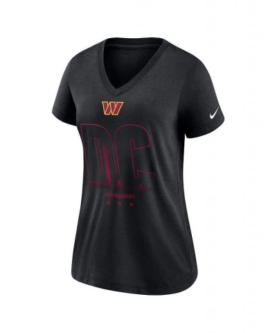 Women's Heathered Black Washington Commanders Tri-Blend V-Neck T-shirt Heathered Black $22.94 Tops