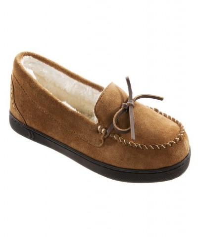 Women's Sage Genuine Suede Moccasin Slippers Brown $15.36 Shoes