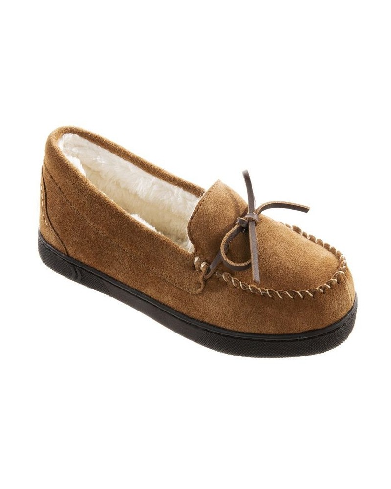 Women's Sage Genuine Suede Moccasin Slippers Brown $15.36 Shoes