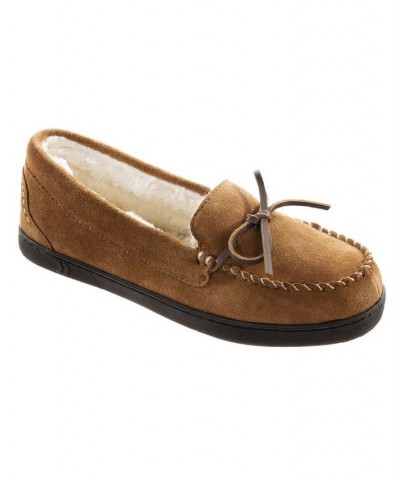 Women's Sage Genuine Suede Moccasin Slippers Brown $15.36 Shoes