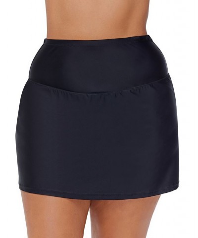 Trendy Plus Size Bravo Tummy-Control Swim Skirt Black $33.92 Swimsuits