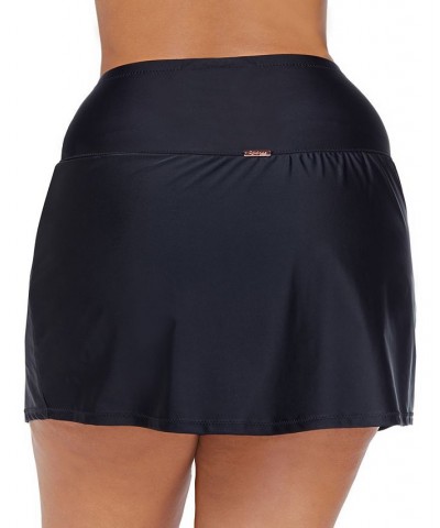 Trendy Plus Size Bravo Tummy-Control Swim Skirt Black $33.92 Swimsuits