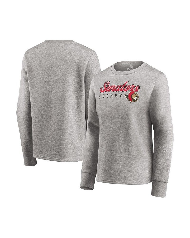 Women's Branded Heathered Gray Ottawa Senators Fan Favorite Script Pullover Sweatshirt Heathered Gray $37.79 Sweatshirts