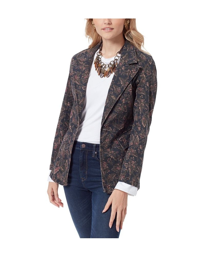 Women's Margot Printed Single-Breasted Blazer Charcoal $31.62 Jackets