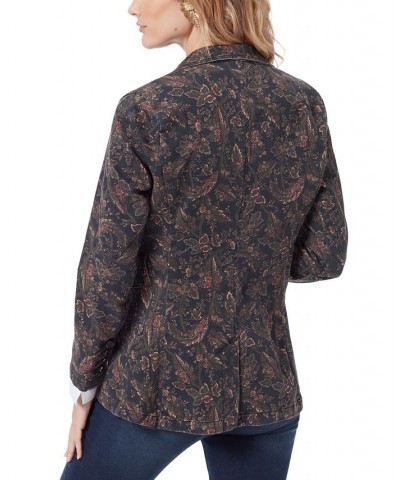 Women's Margot Printed Single-Breasted Blazer Charcoal $31.62 Jackets