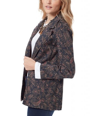 Women's Margot Printed Single-Breasted Blazer Charcoal $31.62 Jackets