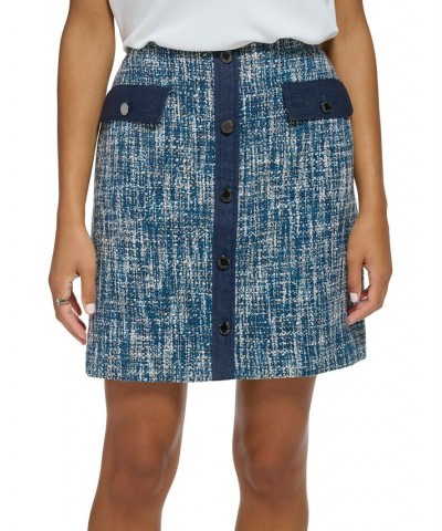 Petite Tweed Button-Front Pencil Skirt Oceana Multi $24.84 Skirts