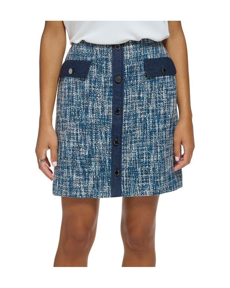 Petite Tweed Button-Front Pencil Skirt Oceana Multi $24.84 Skirts