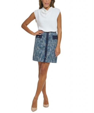 Petite Tweed Button-Front Pencil Skirt Oceana Multi $24.84 Skirts