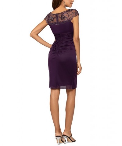 Petite Embellished Side-Ruched Sheath Dress Plum $76.48 Dresses