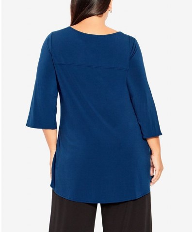 Plus Size Luella Plain V-neck Top Navy $24.78 Tops