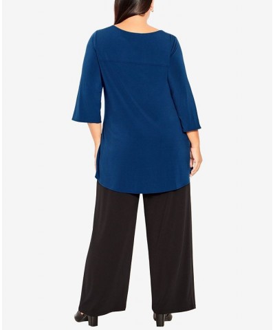 Plus Size Luella Plain V-neck Top Navy $24.78 Tops