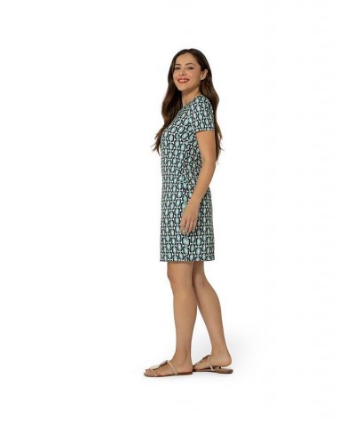 Women's T-shirt Shift Dress Capri blue radiance $43.52 Dresses