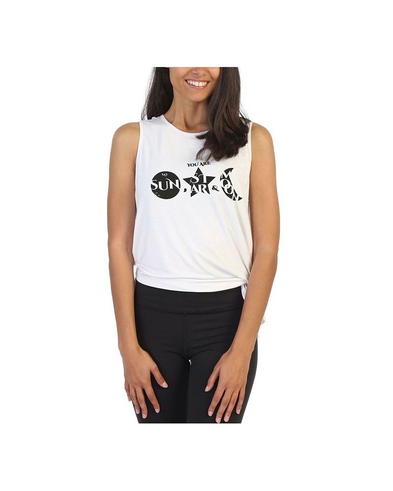 Stars and Moon Side Tie Studio Tank Top Winter White $35.20 Tops