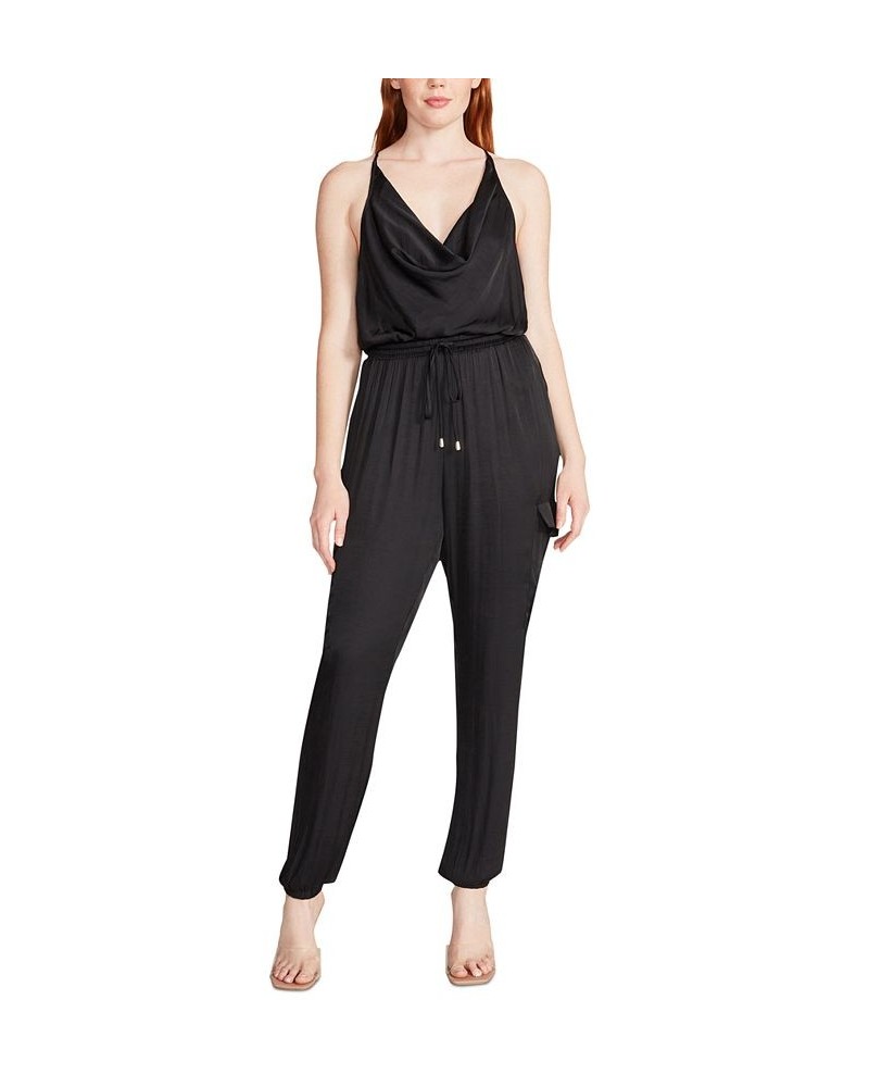 Women's Valencia Cowl-Neck Halter Jumpsuit Black $52.32 Pants