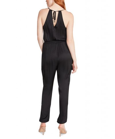 Women's Valencia Cowl-Neck Halter Jumpsuit Black $52.32 Pants