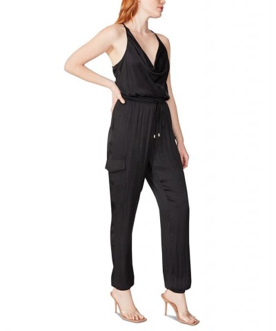 Women's Valencia Cowl-Neck Halter Jumpsuit Black $52.32 Pants