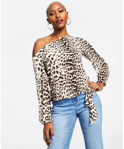 Women's Printed Asymmetric Embellished Top Carla Cheetah A $17.49 Tops