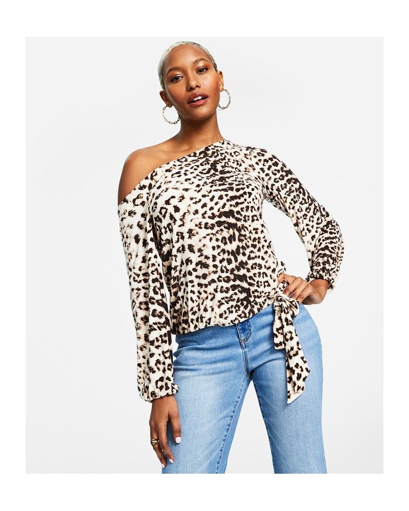 Women's Printed Asymmetric Embellished Top Carla Cheetah A $17.49 Tops