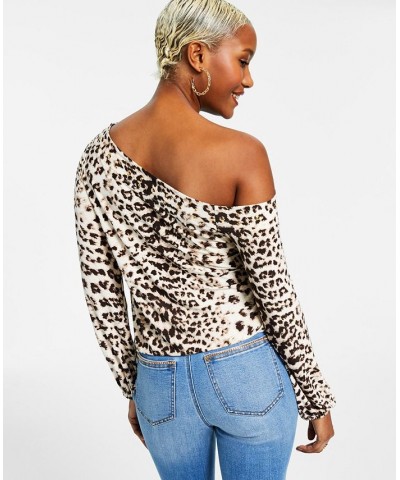 Women's Printed Asymmetric Embellished Top Carla Cheetah A $17.49 Tops