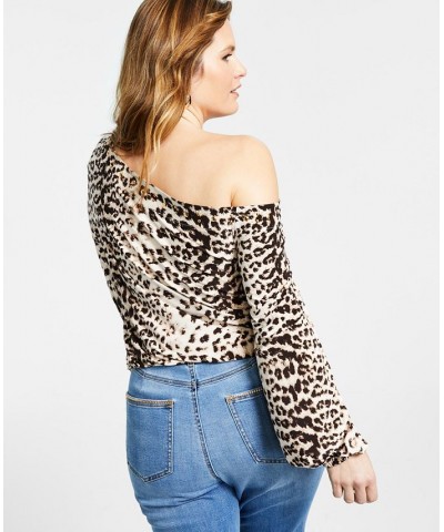 Women's Printed Asymmetric Embellished Top Carla Cheetah A $17.49 Tops