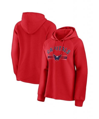 Women's Branded Red Washington Capitals Perfect Play Raglan Pullover Hoodie Red $34.44 Sweatshirts