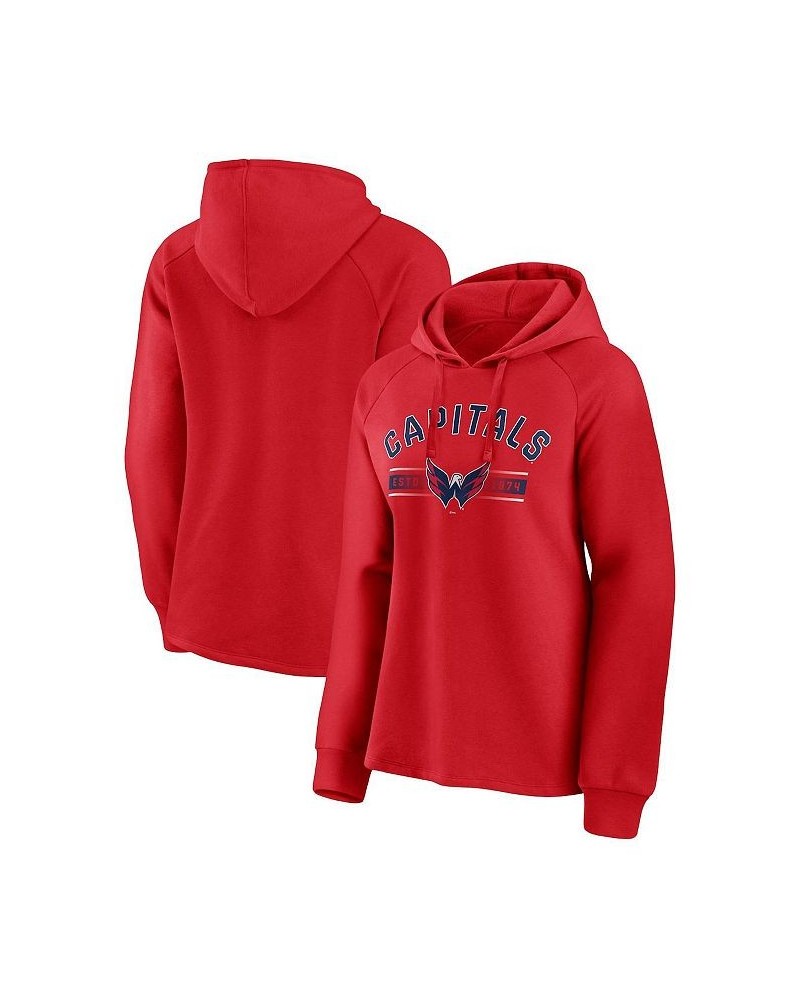 Women's Branded Red Washington Capitals Perfect Play Raglan Pullover Hoodie Red $34.44 Sweatshirts