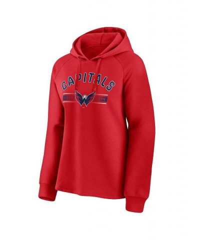 Women's Branded Red Washington Capitals Perfect Play Raglan Pullover Hoodie Red $34.44 Sweatshirts