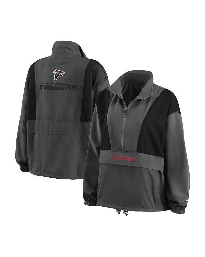 Women's Charcoal Atlanta Falcons Popover Packable Half-Zip Jacket Charcoal $55.00 Jackets