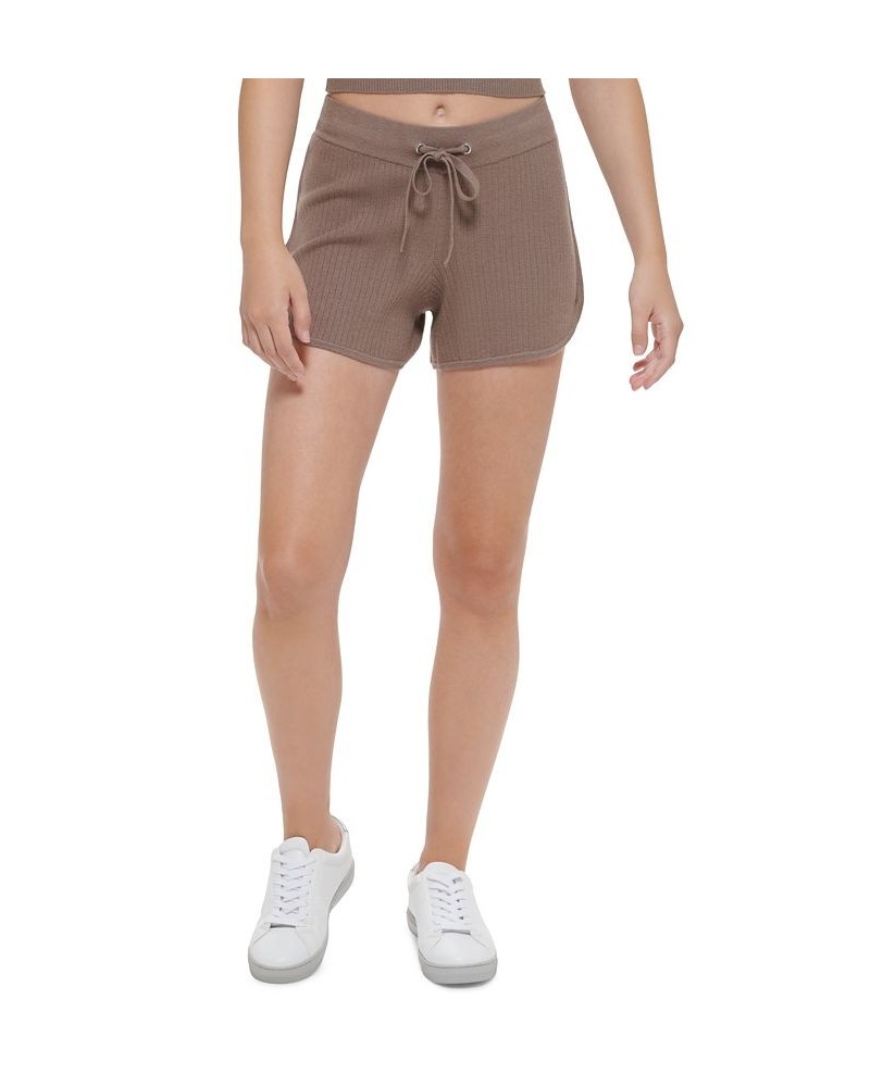 Women's Ribbed-Knit Drawstring Shorts Hazelwood Heather $19.56 Shorts