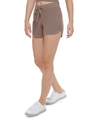 Women's Ribbed-Knit Drawstring Shorts Hazelwood Heather $19.56 Shorts