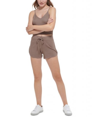 Women's Ribbed-Knit Drawstring Shorts Hazelwood Heather $19.56 Shorts