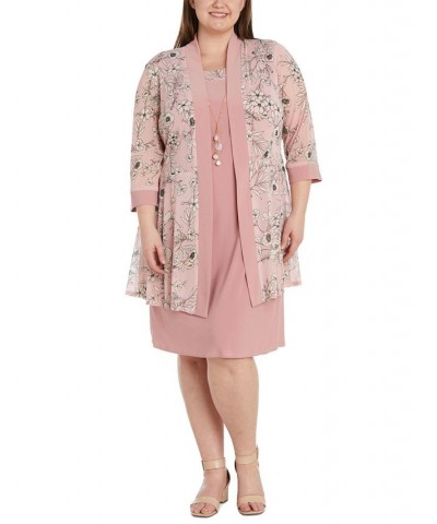 Plus Size Two-Piece Floral-Print Jacket Sheath Dress Pink/Gold $57.12 Dresses