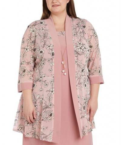 Plus Size Two-Piece Floral-Print Jacket Sheath Dress Pink/Gold $57.12 Dresses