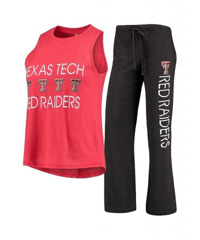 Women's Red Black Texas Tech Red Raiders Team Tank Top and Pants Sleep Set Red, Black $31.20 Pajama