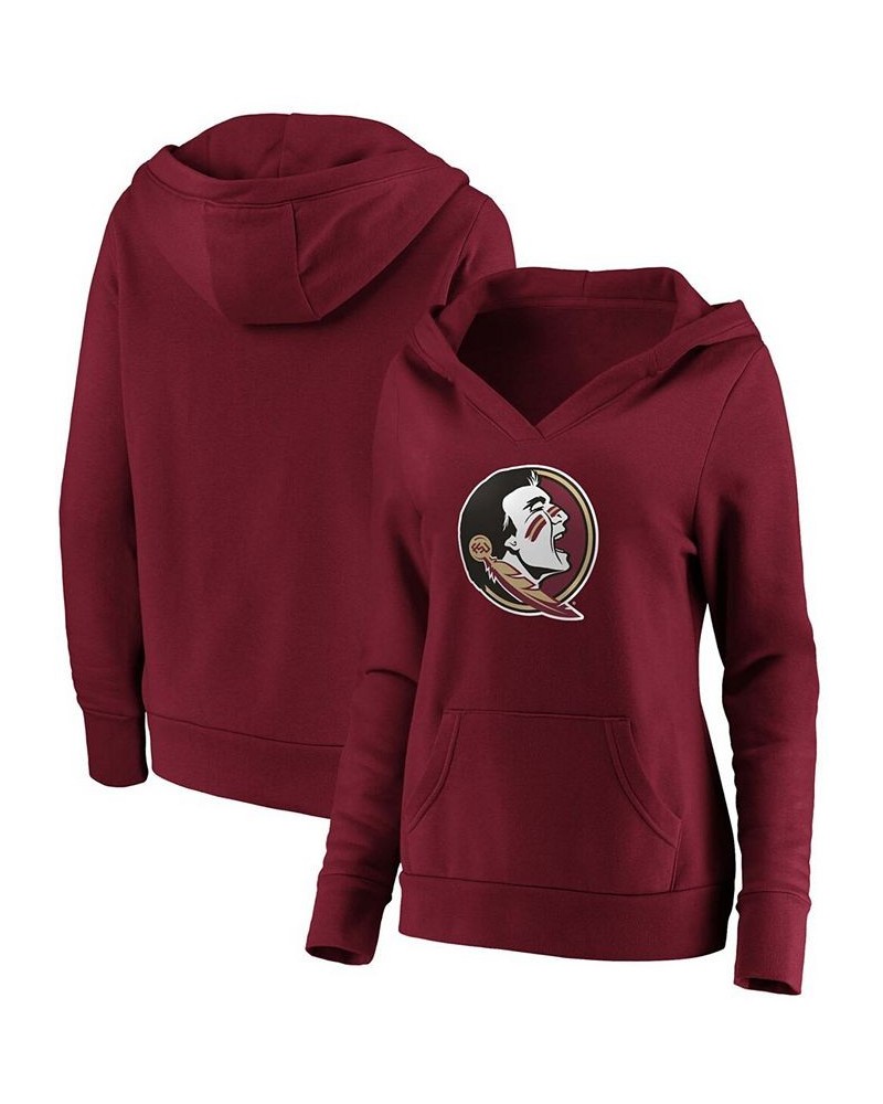 Women's Majestic Garnet Florida State Seminoles Primary Logo V-Neck Pullover Hoodie Garnet $24.00 Tops