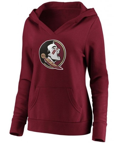 Women's Majestic Garnet Florida State Seminoles Primary Logo V-Neck Pullover Hoodie Garnet $24.00 Tops