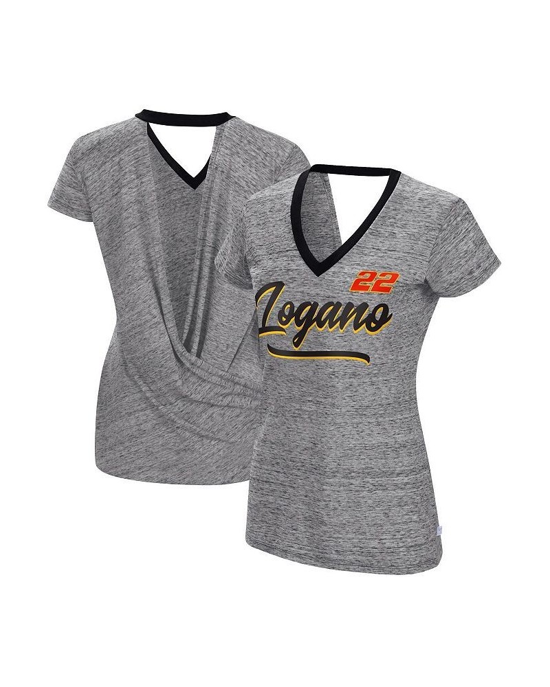 Women's Heather Black Joey Logano Halftime Back Wrap T-shirt Heather Black $24.29 Tops