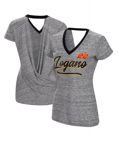 Women's Heather Black Joey Logano Halftime Back Wrap T-shirt Heather Black $24.29 Tops