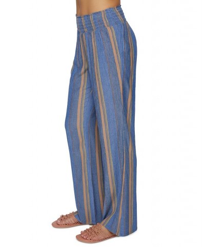 Juniors' Johnny Striped Smocked Pull-On Pants Slate $16.28 Pants