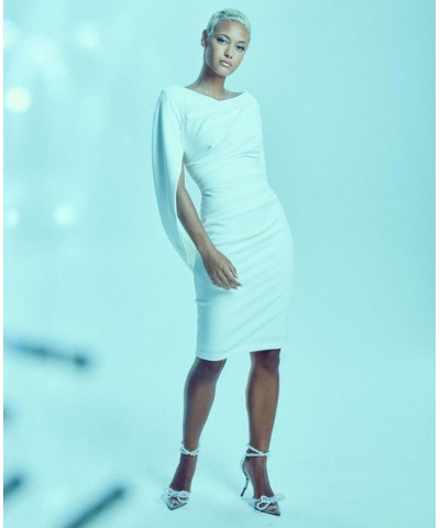 Caped Sheath Dress White $68.97 Dresses