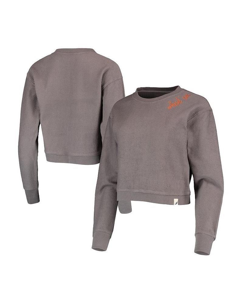 Women's Charcoal Texas Longhorns Corded Timber Cropped Pullover Sweatshirt Charcoal $41.59 Sweatshirts