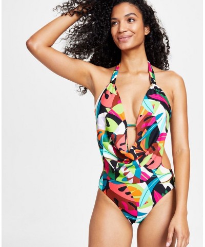 Women's Tropical Dreams Cowlneck One-Piece Swimsuit Multi $42.64 Swimsuits