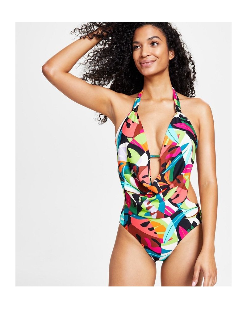 Women's Tropical Dreams Cowlneck One-Piece Swimsuit Multi $42.64 Swimsuits