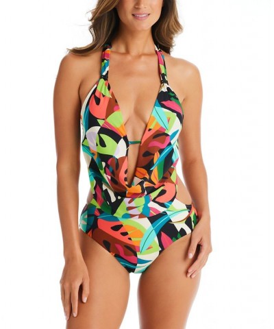 Women's Tropical Dreams Cowlneck One-Piece Swimsuit Multi $42.64 Swimsuits