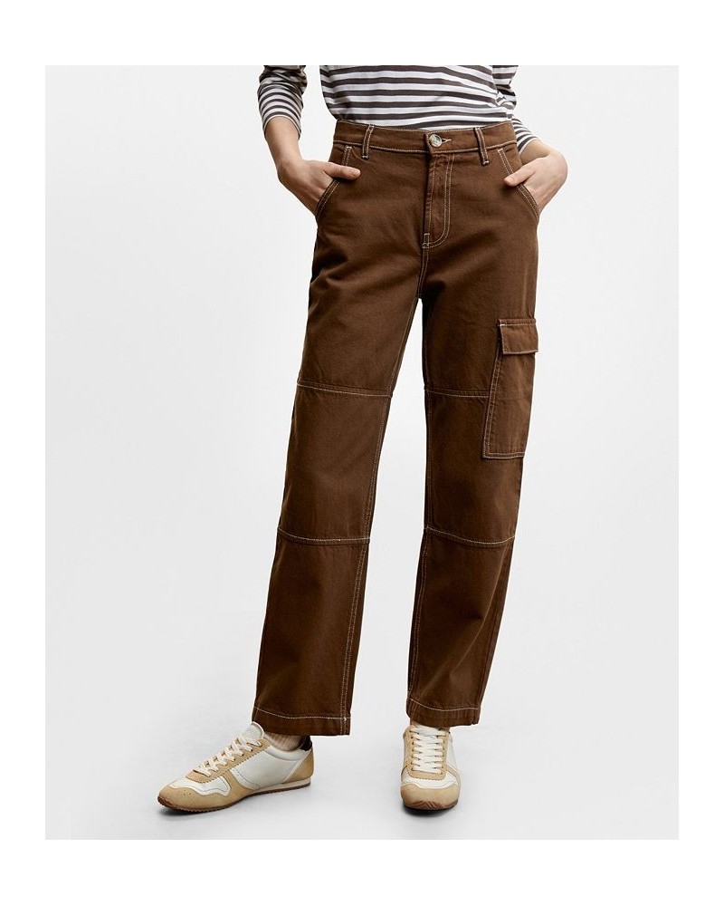 Women's Pocket Cargo Jeans Brown $34.40 Jeans