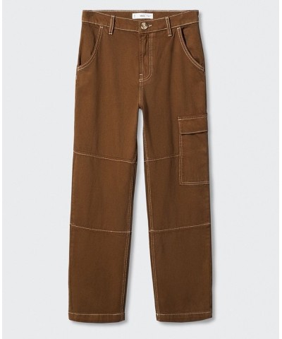 Women's Pocket Cargo Jeans Brown $34.40 Jeans