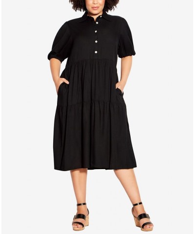 Plus Size Majesty Plain Midi Dress Black $27.61 Dresses
